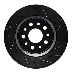 Maserati Ghibli Brake Rotor (1) - Rear Right - R1 Concepts - Drilled & Slotted - Black - `14-`16